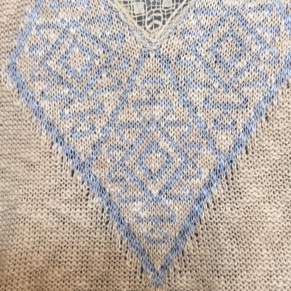 Blu Pepper Boho Retro Crochet Vest w/ Long Fringe Contrasting Diamond Design S - Picture 6 of 12